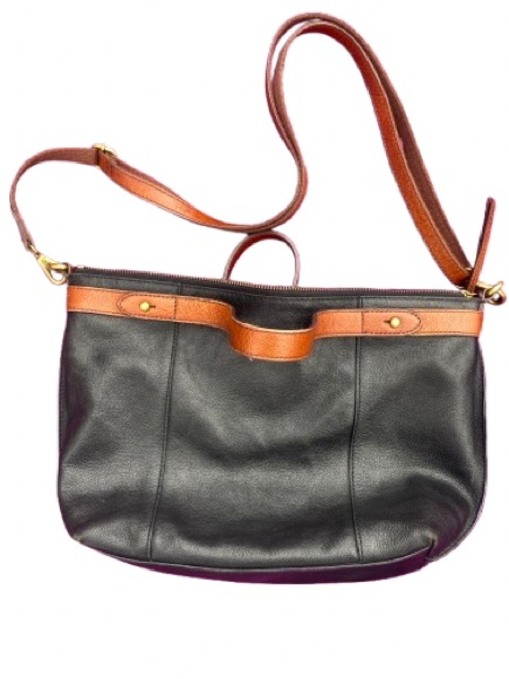 Fossil Sadie Satchel Women’s Black Leather purse with Brown Trim - Picture 3 of 9